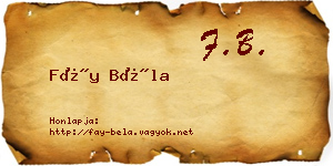 Fáy Béla névjegykártya